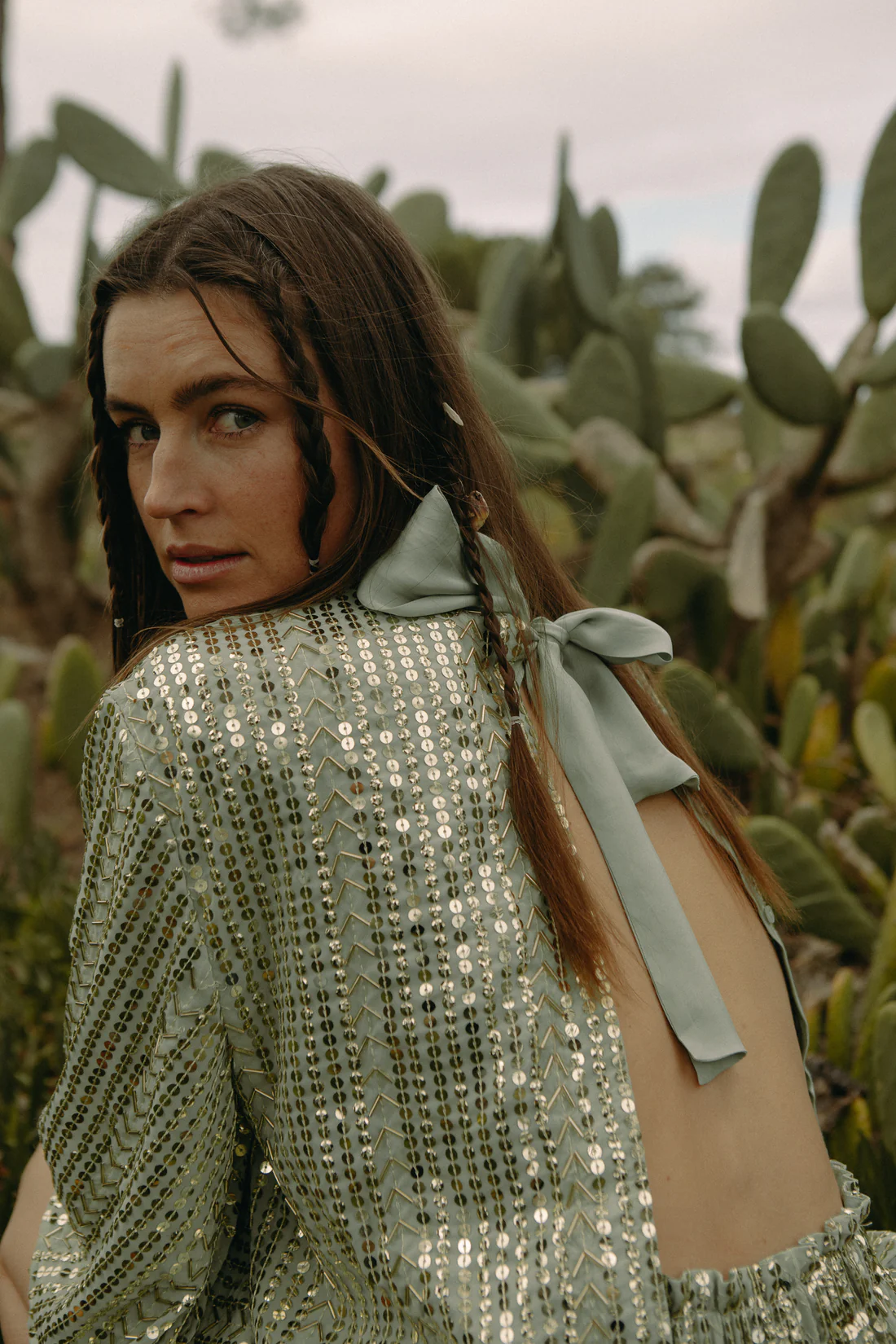 Bluser | Sequin Jacket Top Soft Pistachio